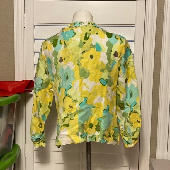 Ruby Rd. Floral Blazer - Yellow, Green, White - Picture 5 of 8